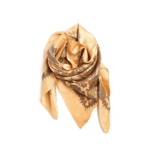 Vintage Brown Paisley Printed Silk Scarf